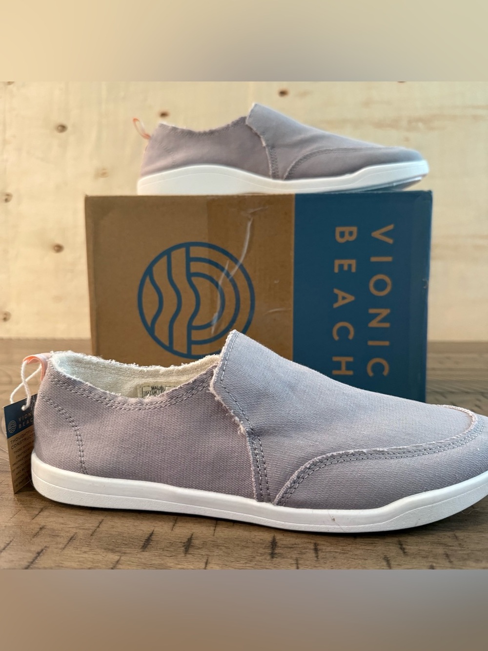 New Vionic Malibu Grey Canvas Slip-On Comfort Sneakers